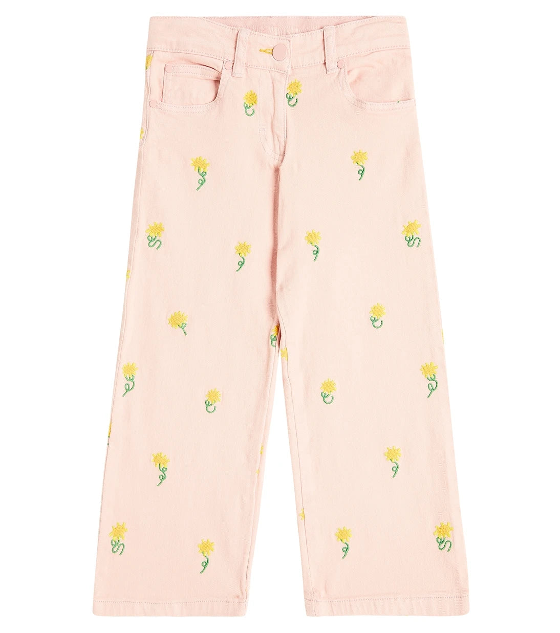 Stella McCartney Kids - بنطال قطني بتطريز زهرة دوّار الشمس