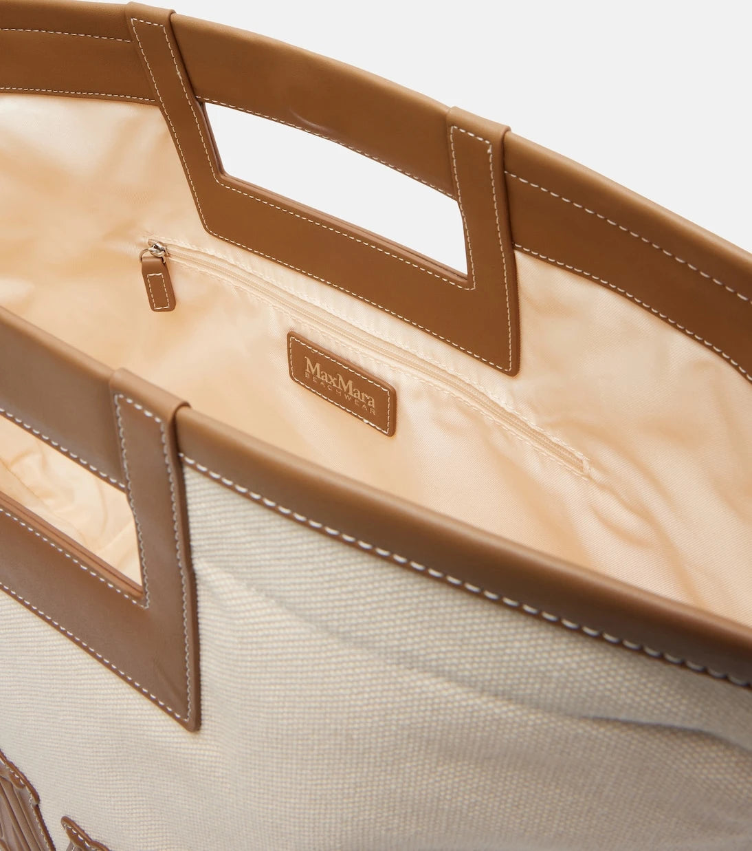 Max Mara - Ecru Small canvas tote bag