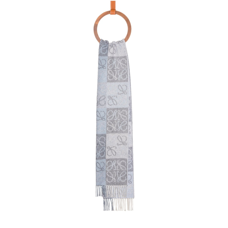 LOEWE Blue Wool-Cashmere Anagram Scarf