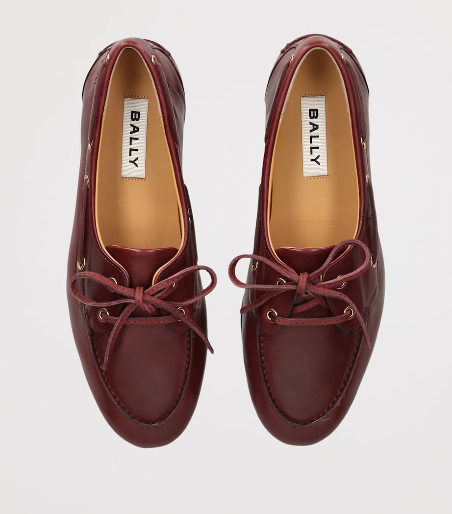 Bally Burgundy Leather Pathy Boat Shoes