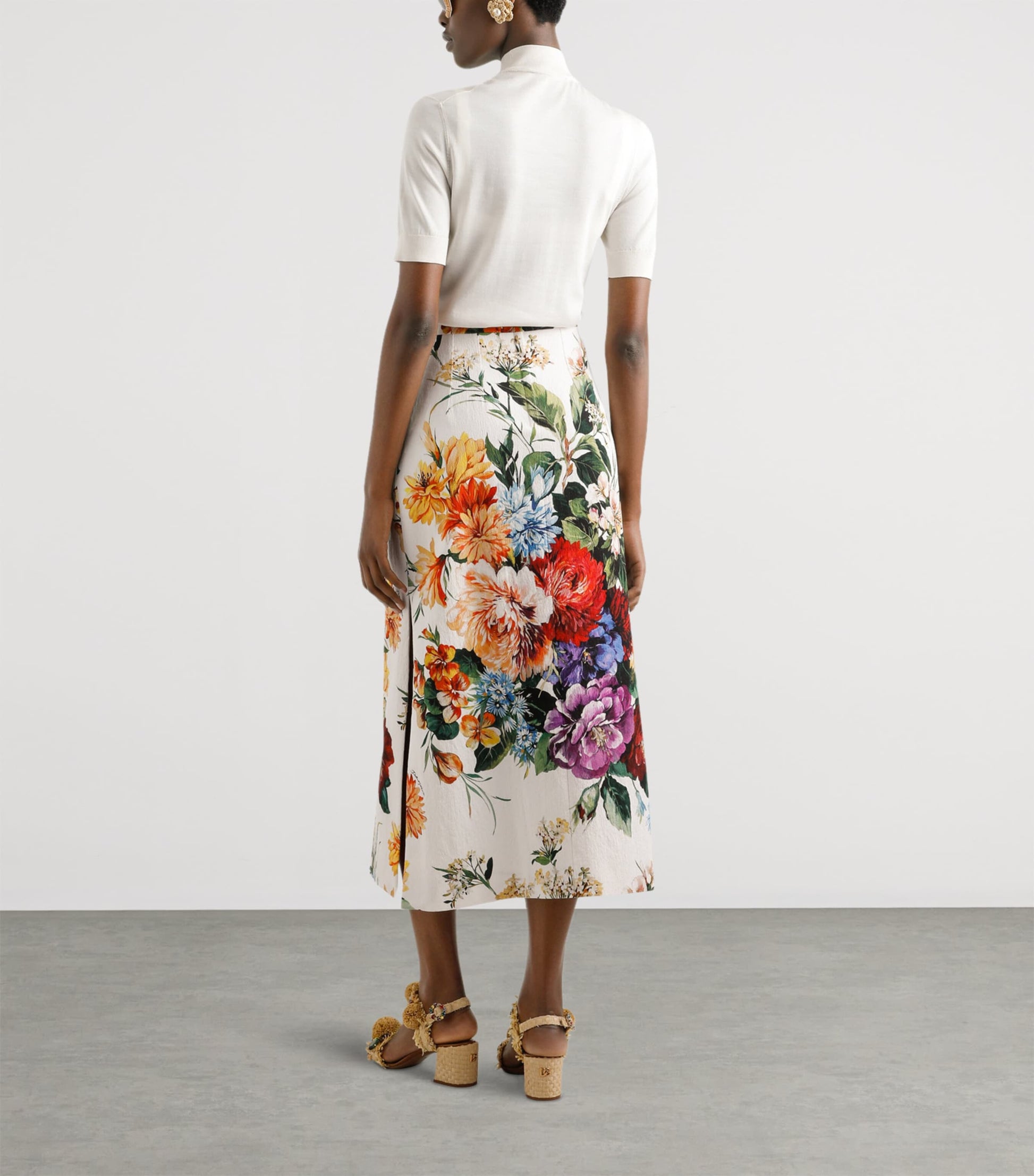 Dolce & Gabbana Multi Silk Flower-Appliqué Sweater