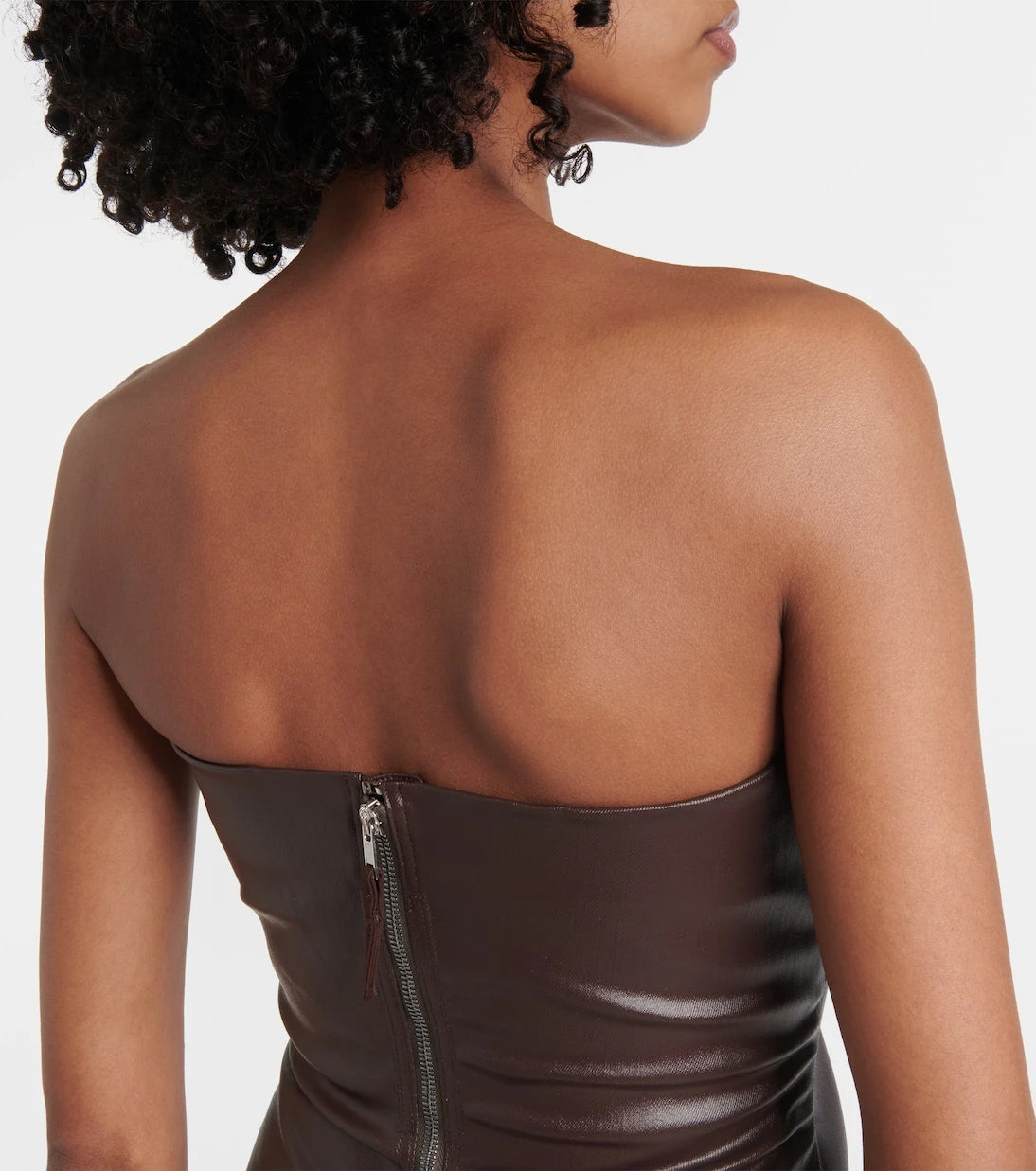 Rick Owens - Prong cutout coated denim bustier dress