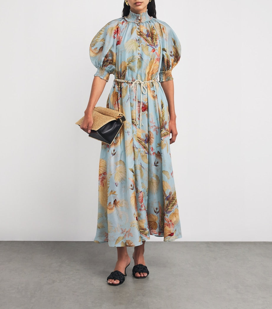 Zimmermann Multi Silk Palm Ascension Maxi Dress