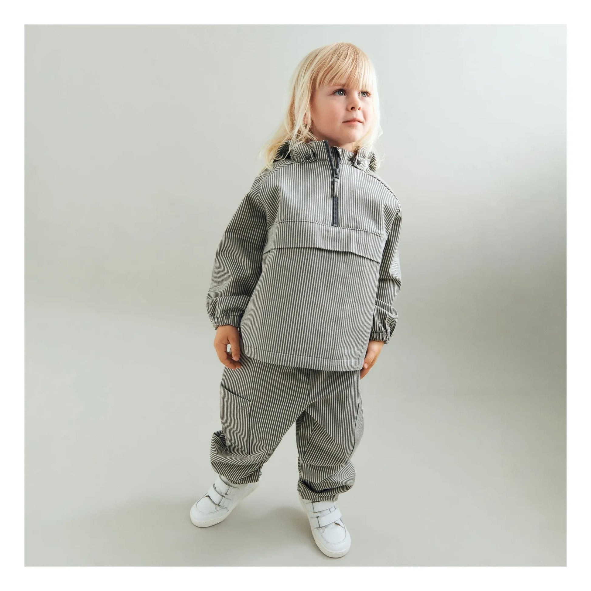 Wheat - Bofo Striped Organic Cotton Jacket | Grey