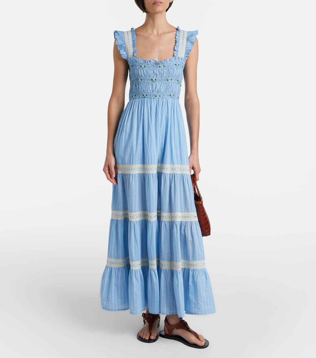 Rixo - Aubrie lace-trimmed cotton midi dress