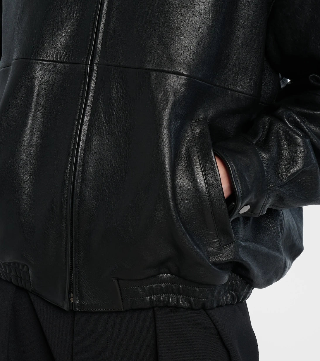 Nour Hammour - Doran oversized leather blouson jacket