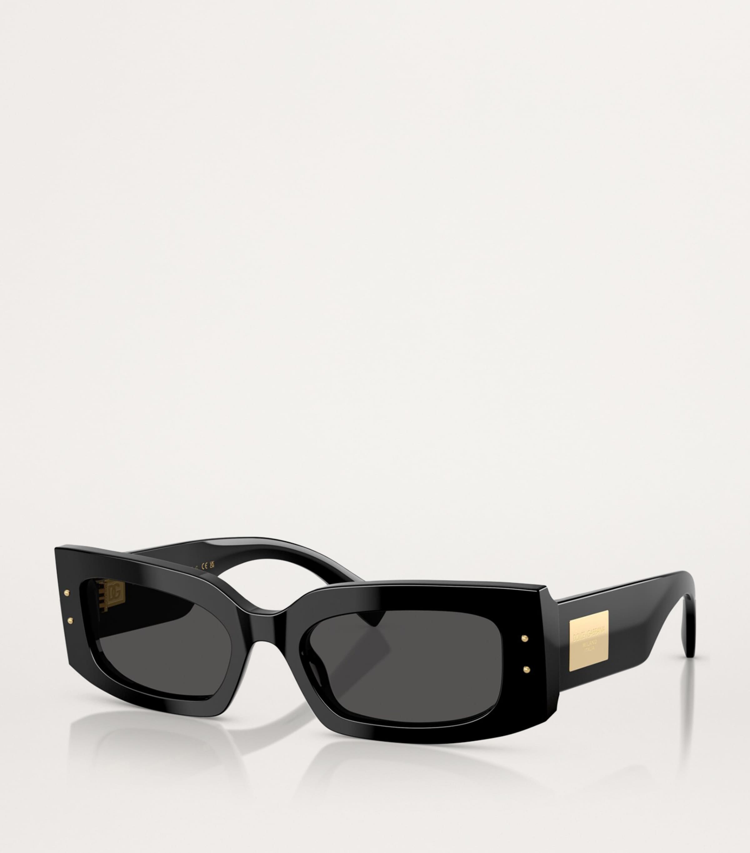 Black Acetate Rectangular Sunglasses