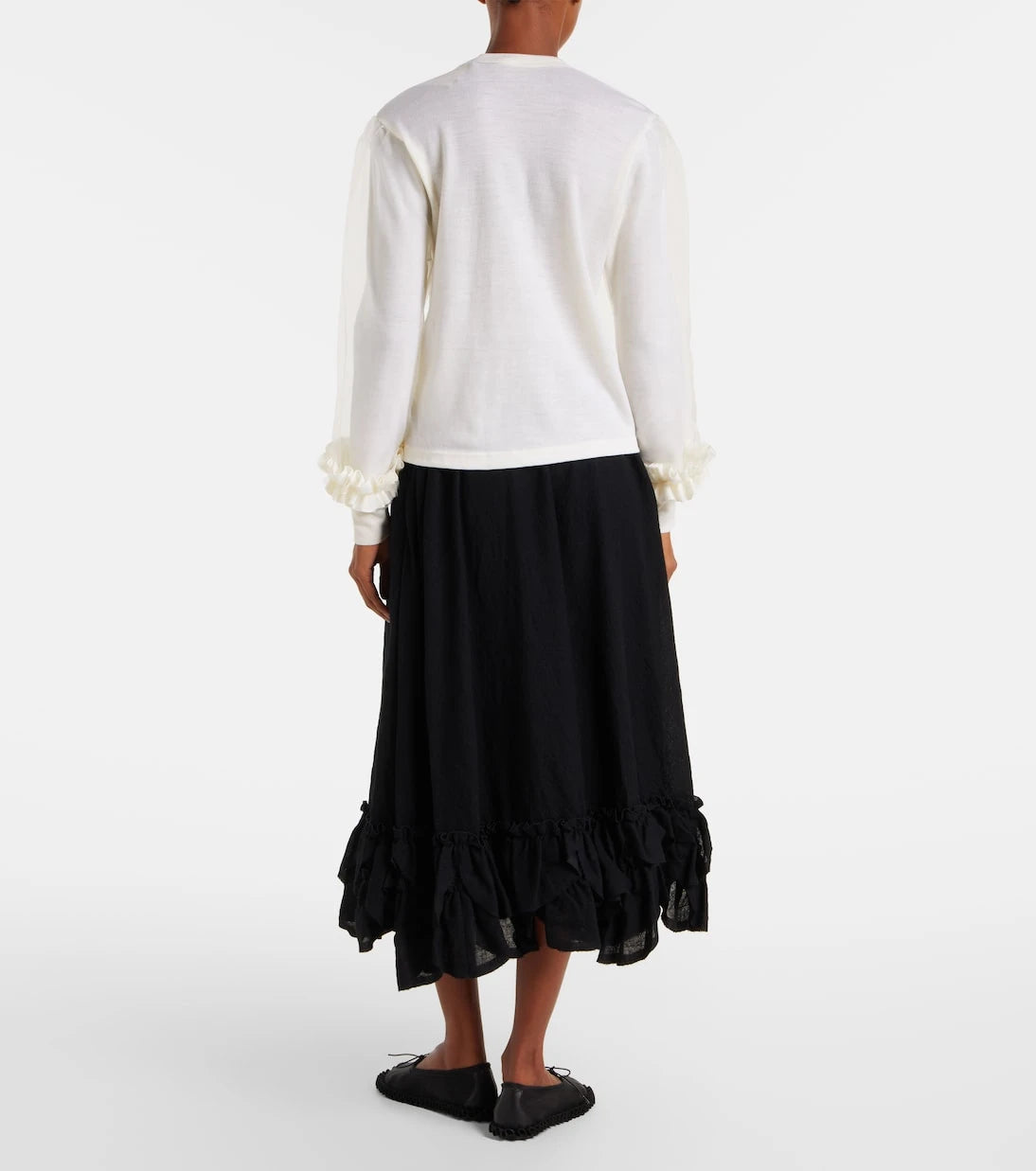 Noir Kei Ninomiya - Tulle-trimmed wool sweater