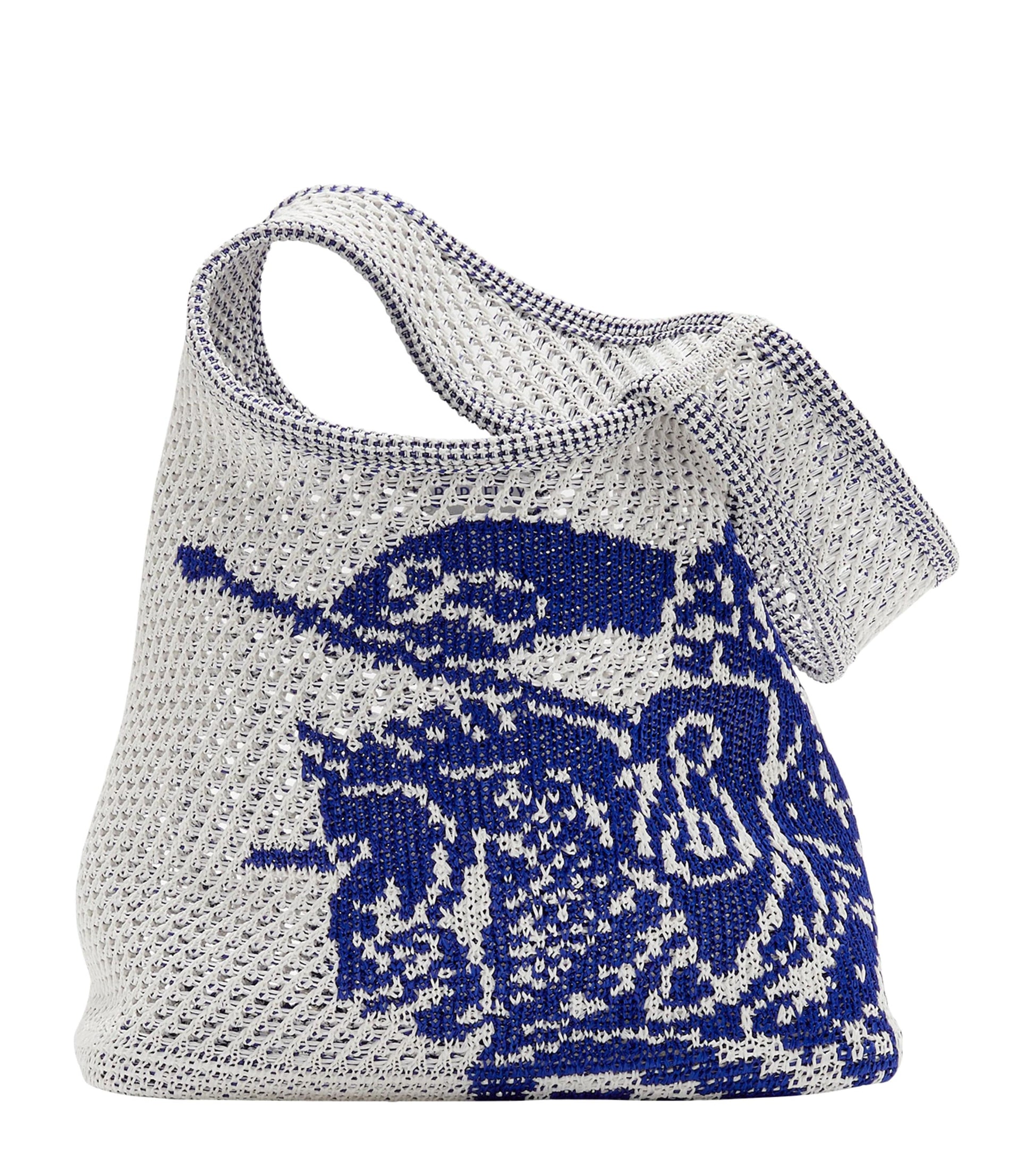 White Small Crochet Equestrian Knight Design Shoulder Bag