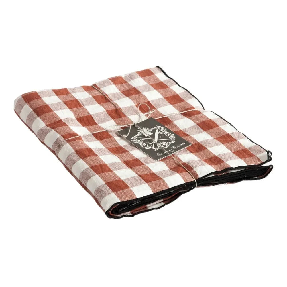 Maison de Vacances - Bourdon Black Mesh Gingham Rectangular Table Cloth | Vichy Argile