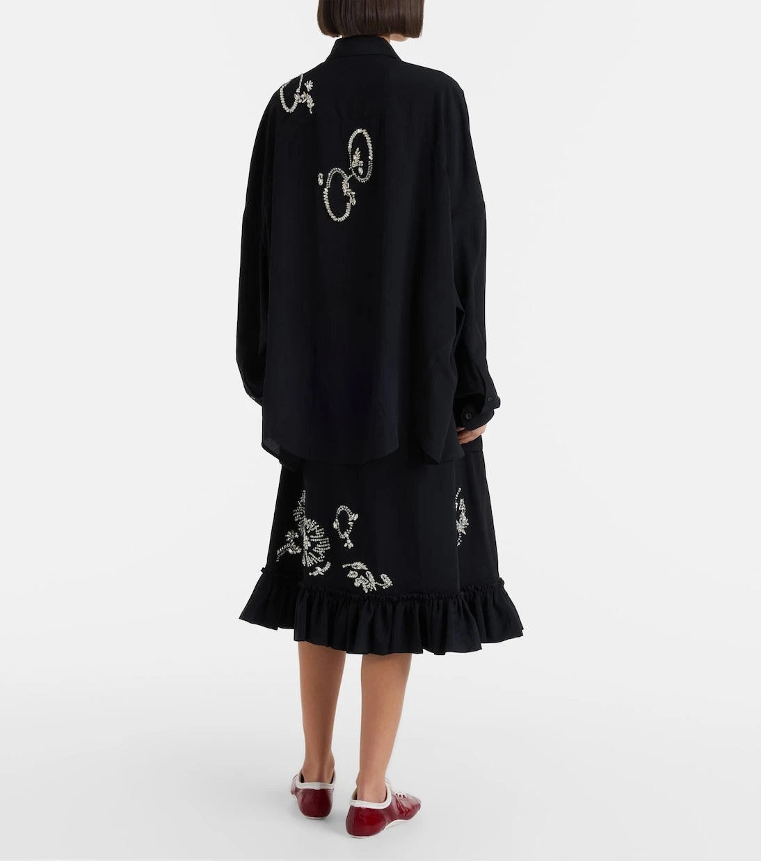 Dries Van Noten - Embellished ruffled midi skirt