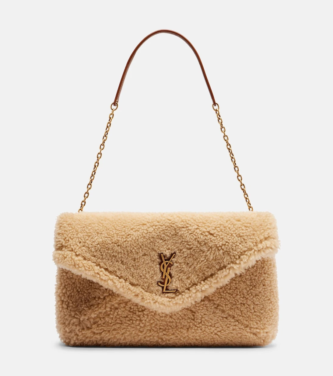 Saint Laurent - Cassandre Envelope shearling shoulder bag