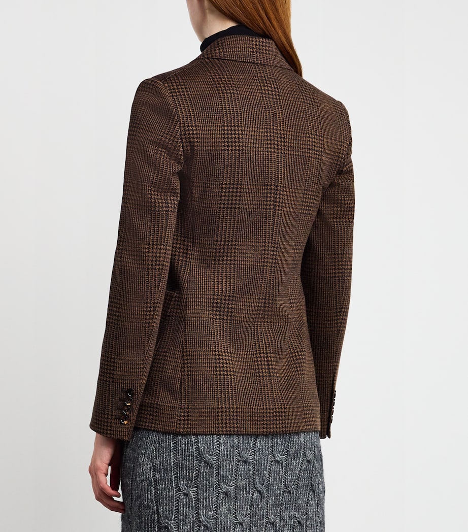 Max Mara Brown Cotton-Blend Houndstooth Blazer