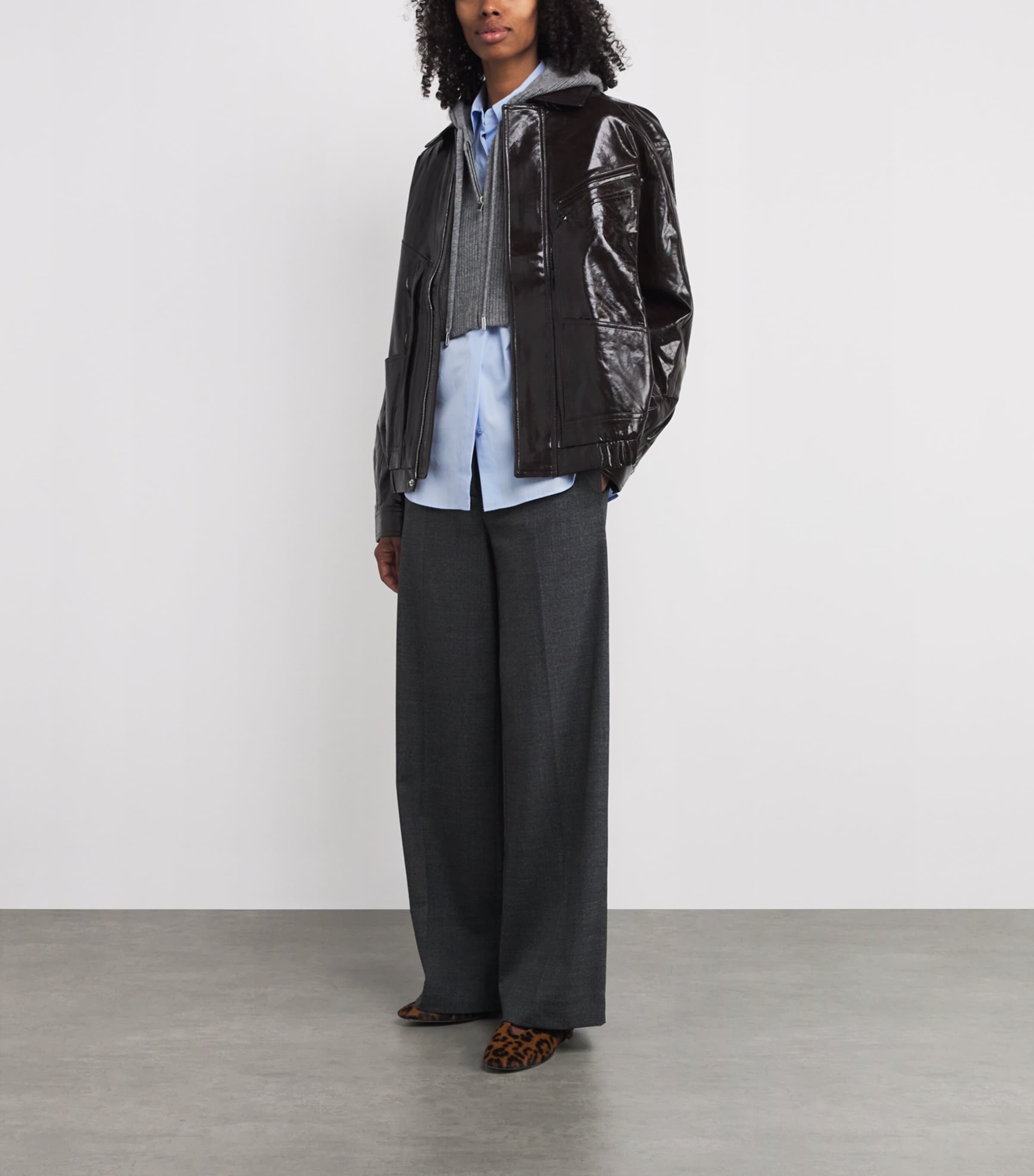 Maje Black Wool-Cashmere Hooded Collar