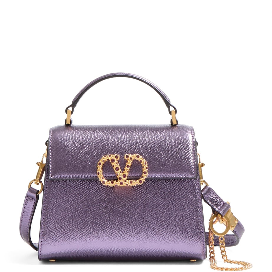 Purple Mini Calf Leather VSLING Top-Handle Bag