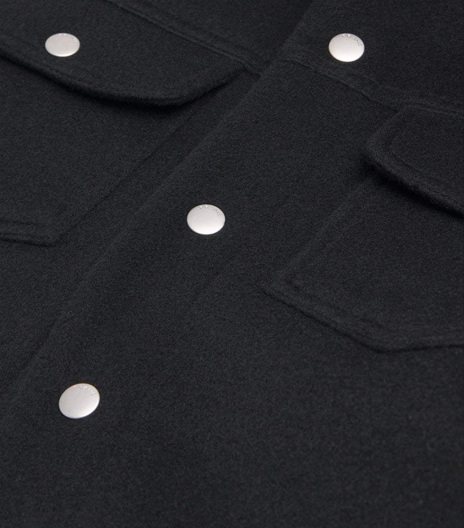 FRAME Black Wool-Blend Trucker Jacket