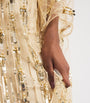 Pamella Roland Gold Tulle Embellished Kaftan Maxi Dress