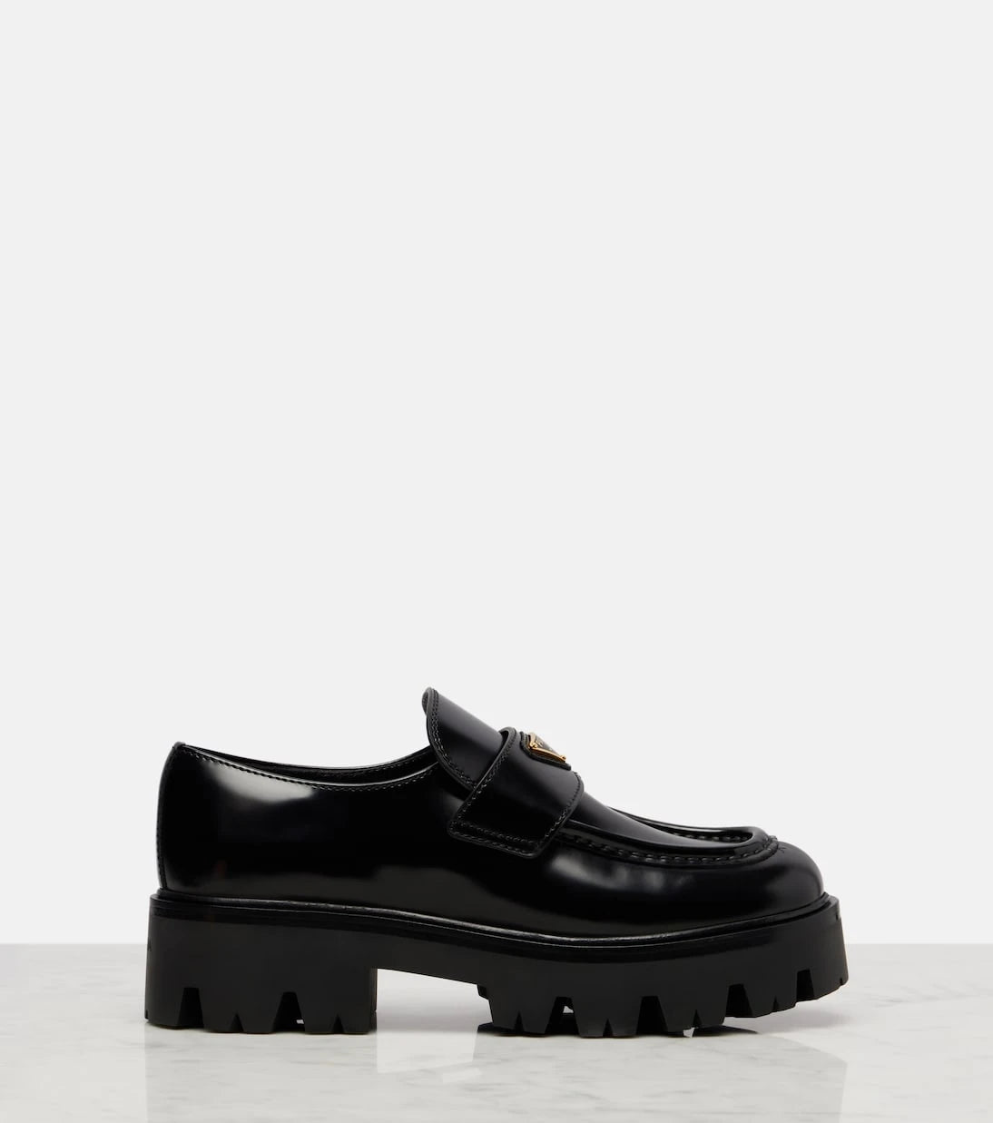 Prada - Logo leather platform loafers