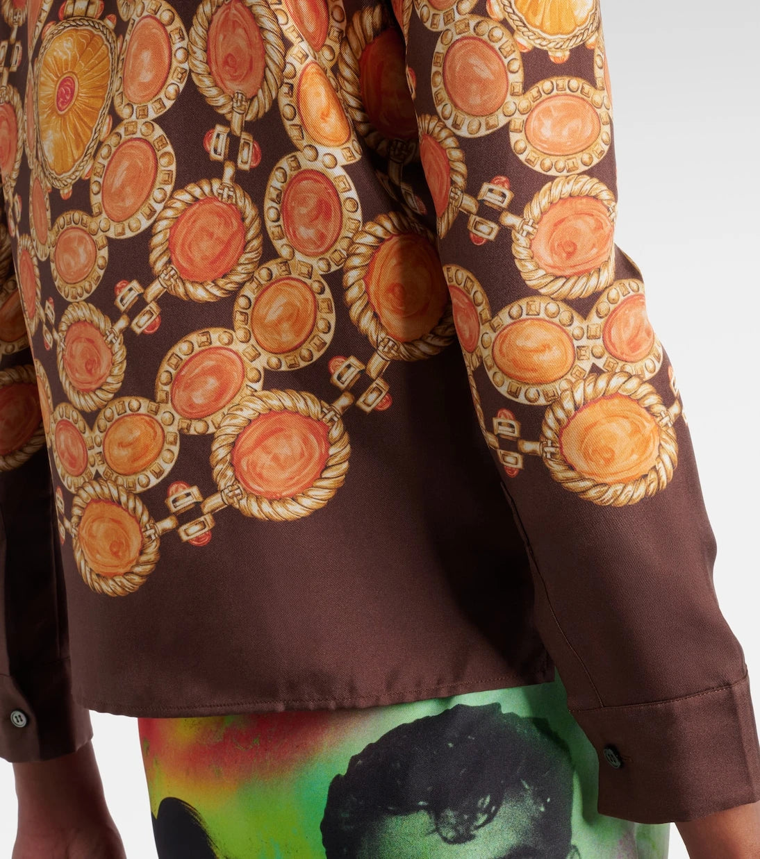 Versace - Printed cropped silk twill shirt