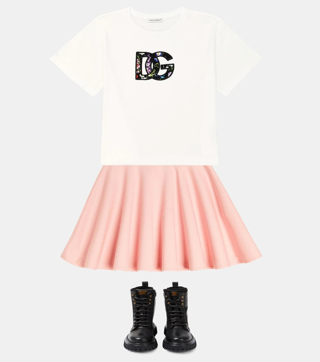 Dolce&Gabbana Kids - تنورة قطنية بليسيه وواسعة