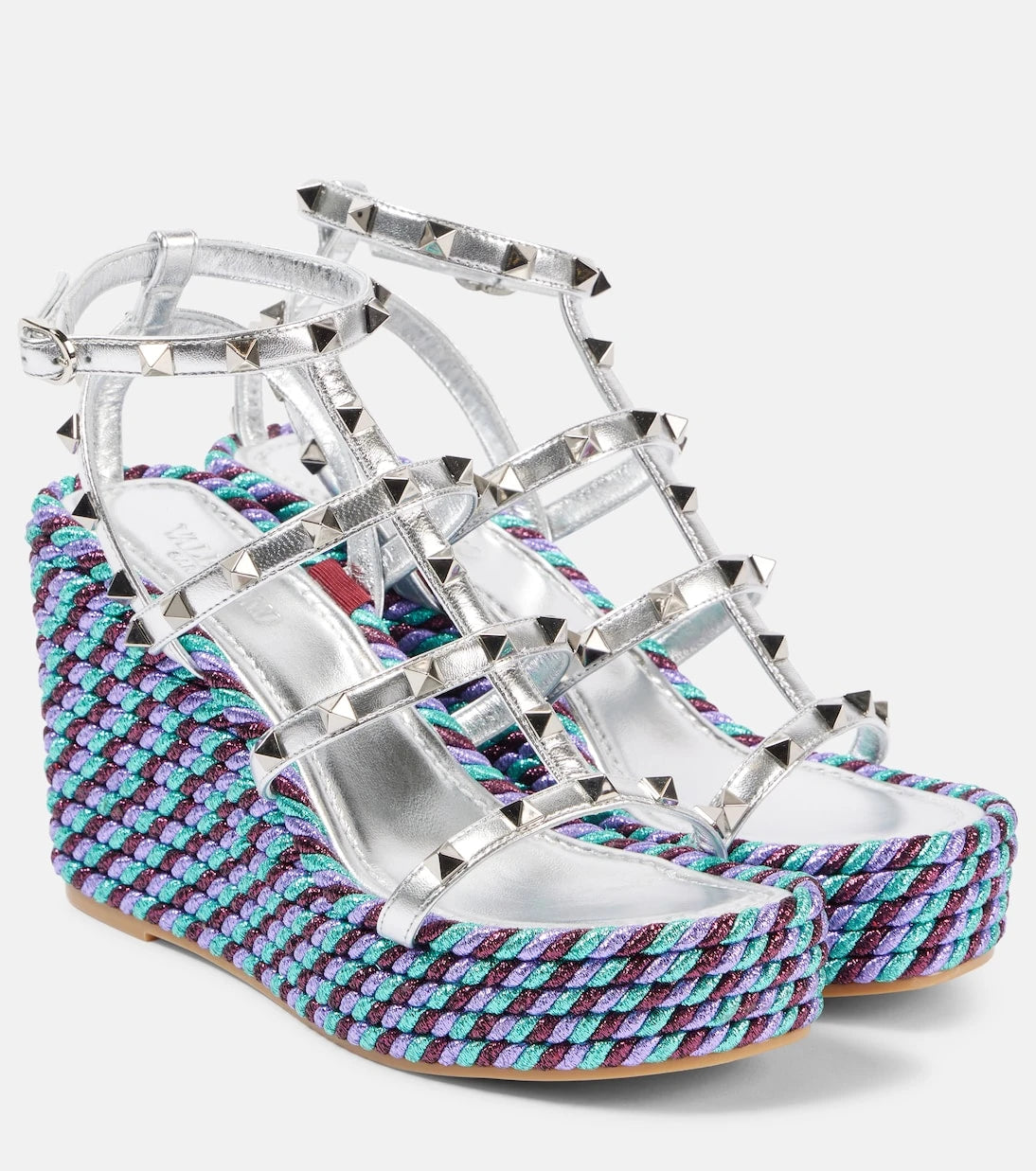 Valentino Garavani - Rockstud leather espadrille wedges