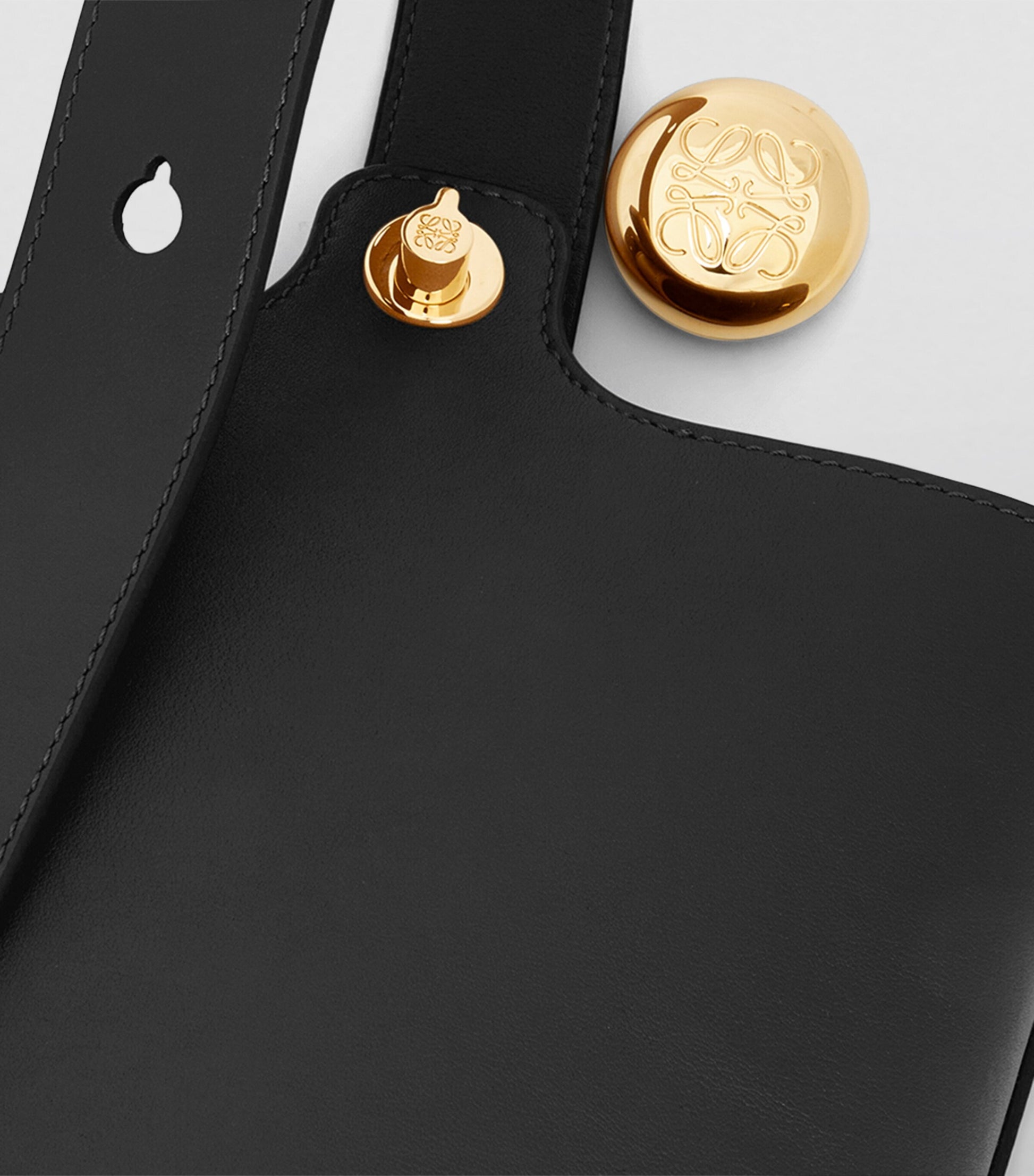 LOEWE Black Mini Leather Pebble Bucket Bag