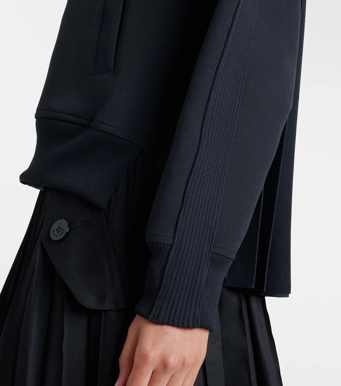 Sacai - Paneled twill zip-up sweatshirt