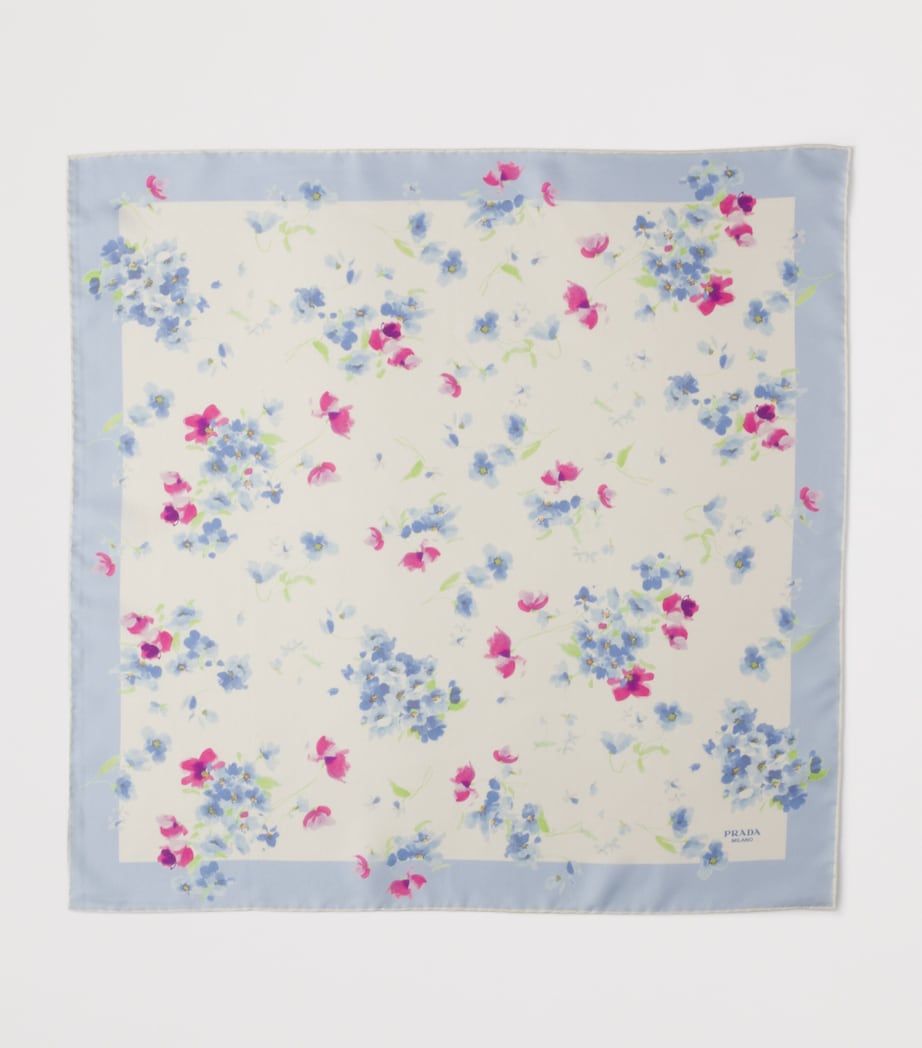 Prada Pink Silk Bouquet Print Scarf