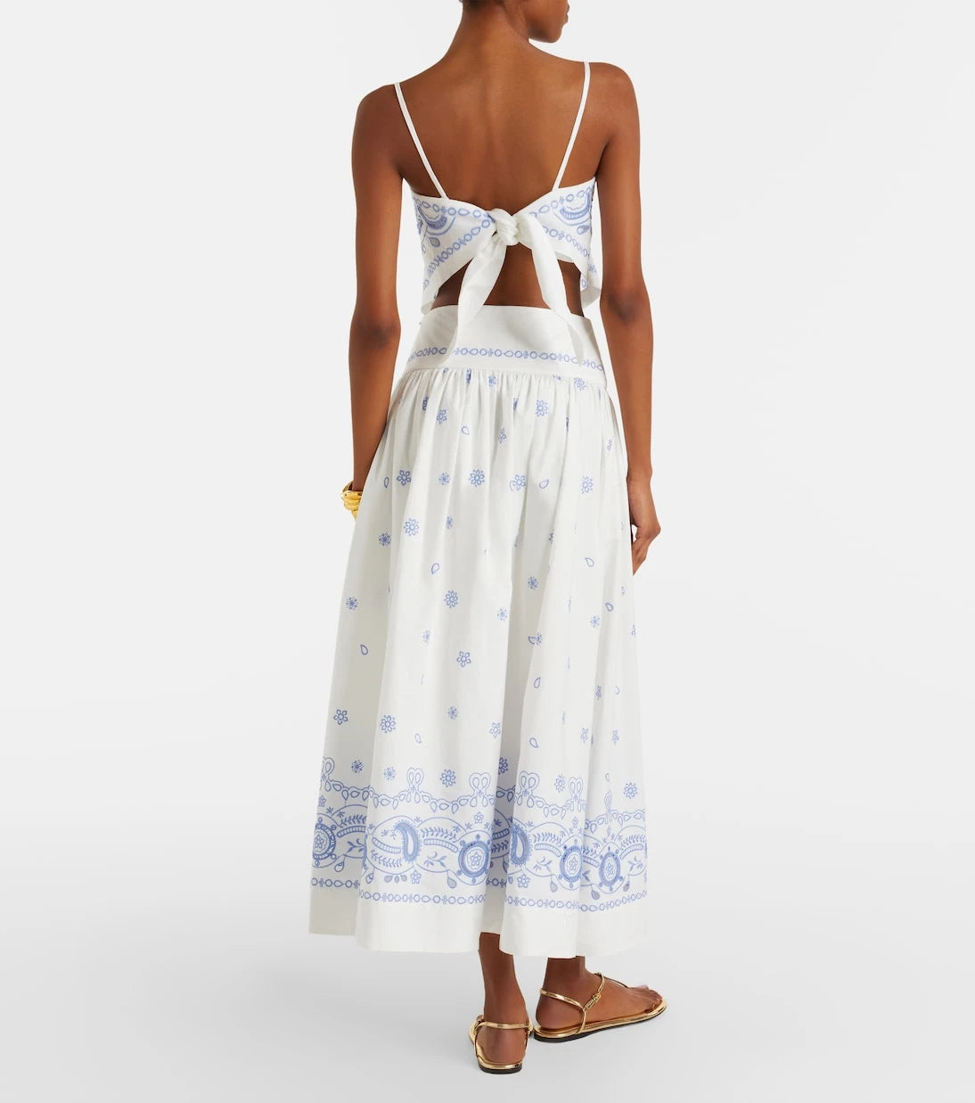 Self-Portrait - Embroidered cotton midi skirt
