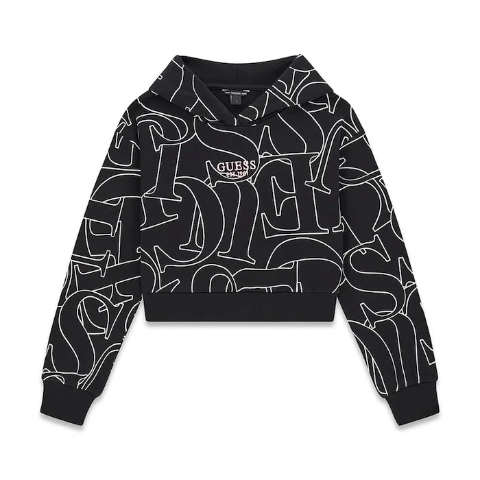 Guess çocuklar için pamuklu kapüşonlu sweatshirt