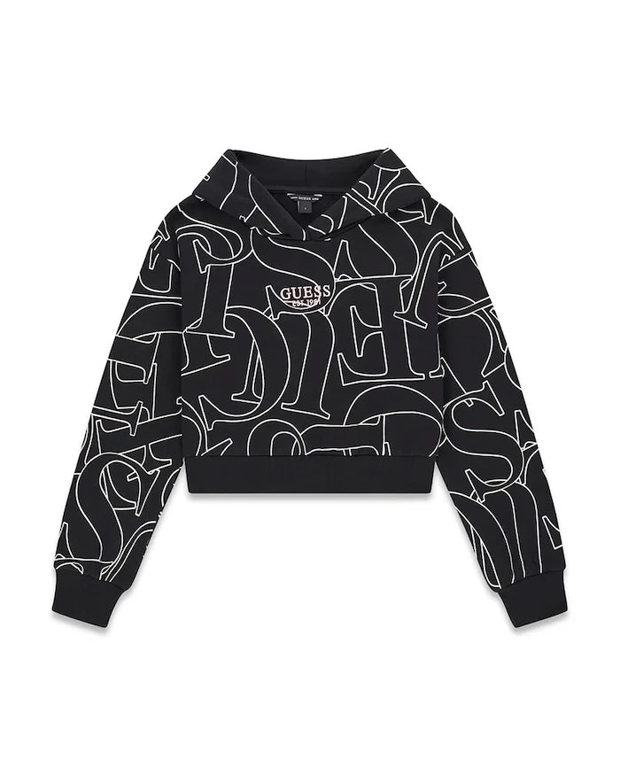Guess çocuklar için pamuklu kapüşonlu sweatshirt