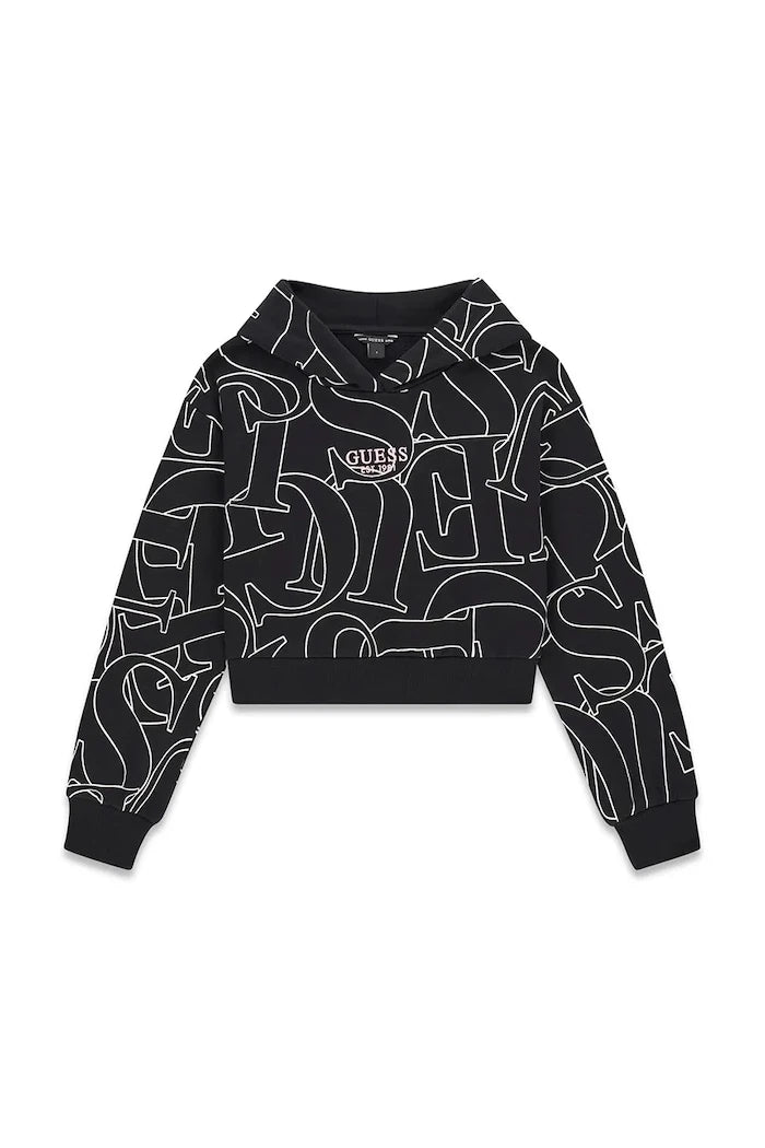 Guess çocuklar için pamuklu kapüşonlu sweatshirt