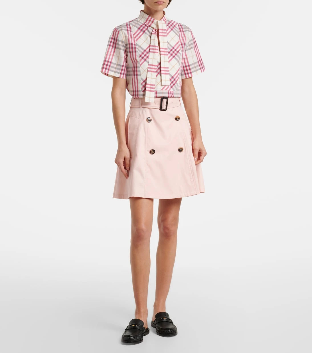 Burberry - Josselyn belted cotton miniskirt