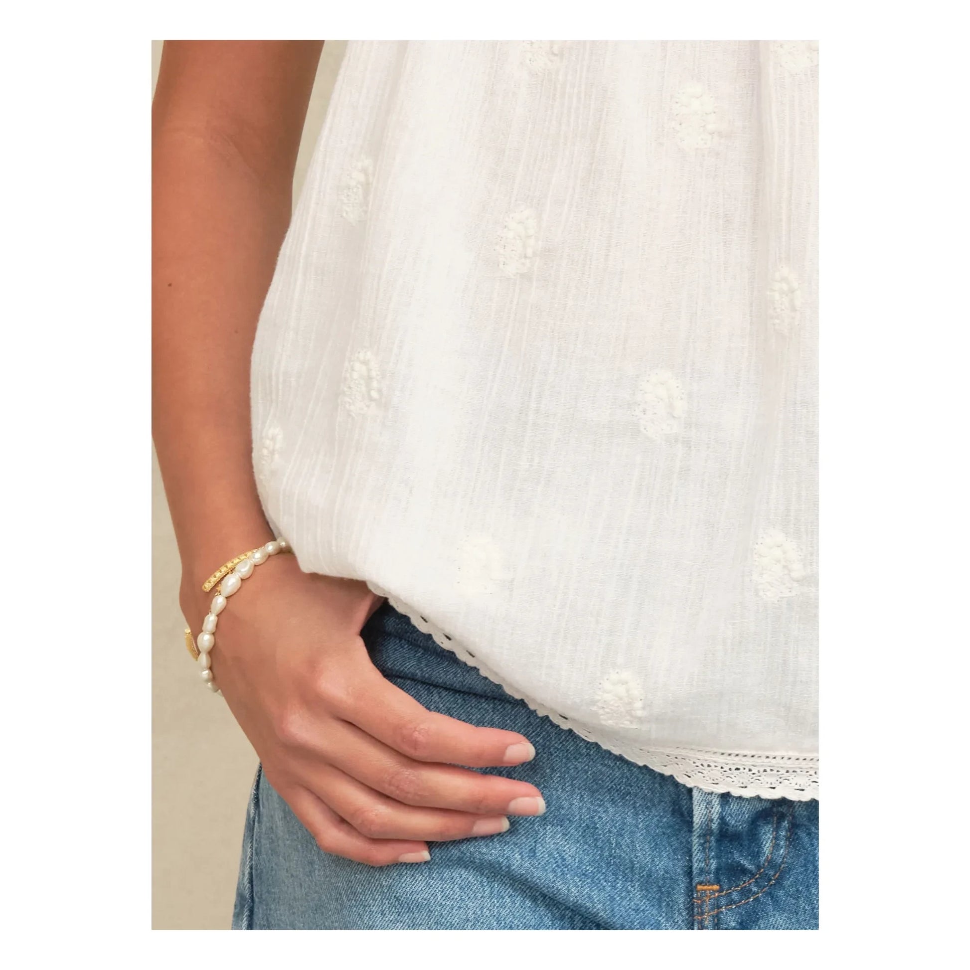 M.A.B.E. - Livie Cotton embroidered tank top | Ivory