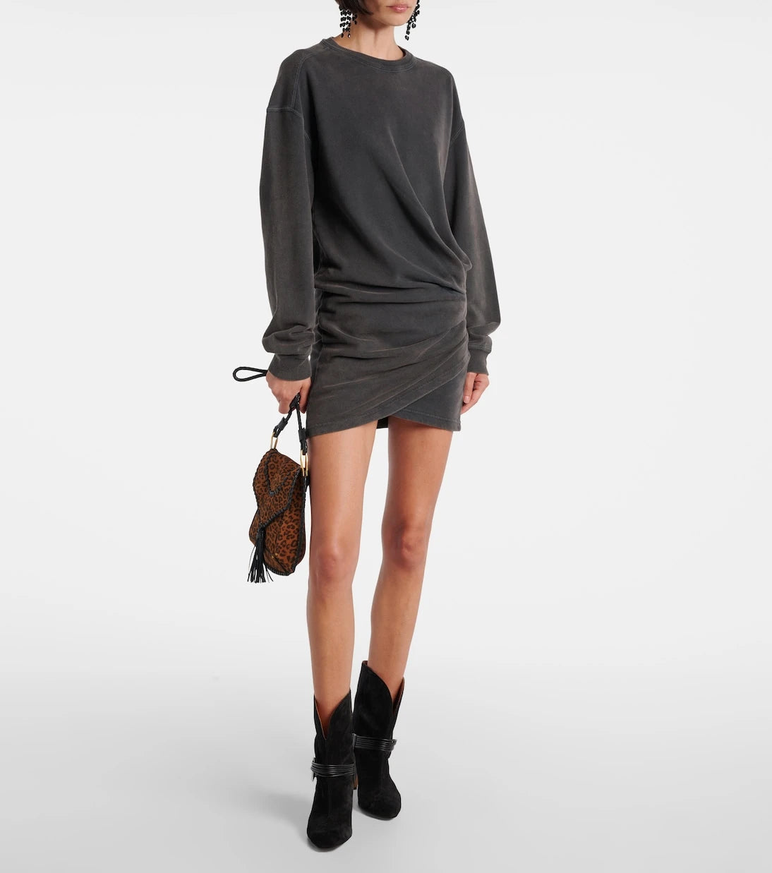Marant Etoile - Pipper gathered cotton sweatshirt dress