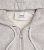 AMI Paris Grey Organic Cotton Ami de Coeur Zip-Up Hoodie