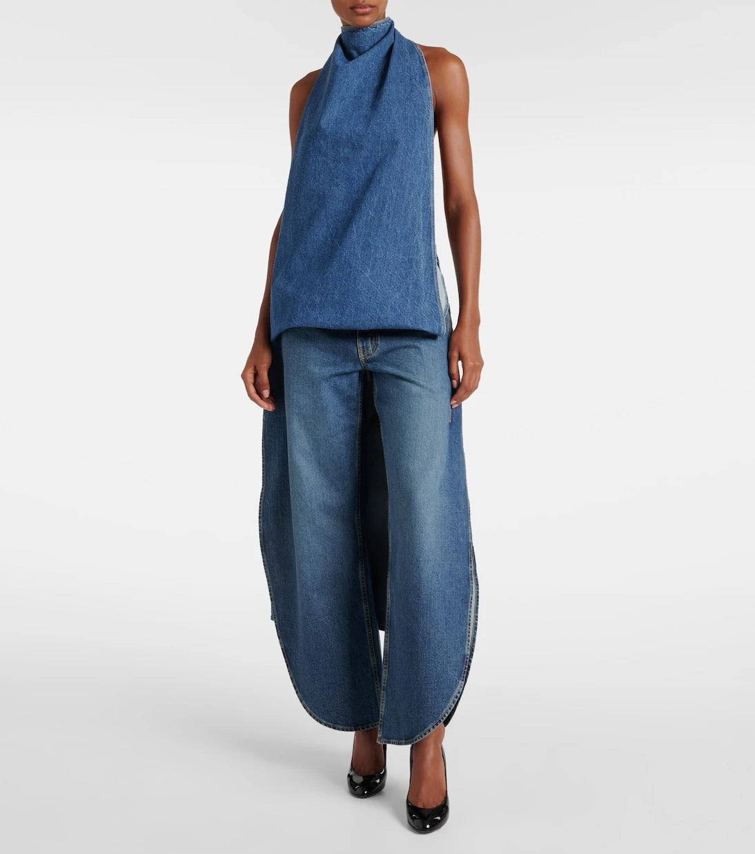 Alaïa - Caped denim top