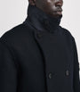 Stone Island Navy Wool Felted Compass Pea Coat