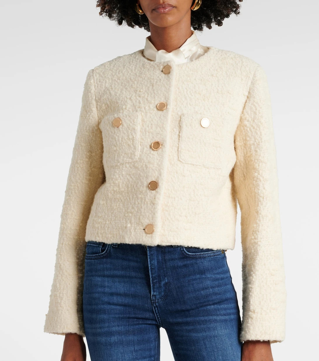 Frame - Cropped cotton and wool jacket