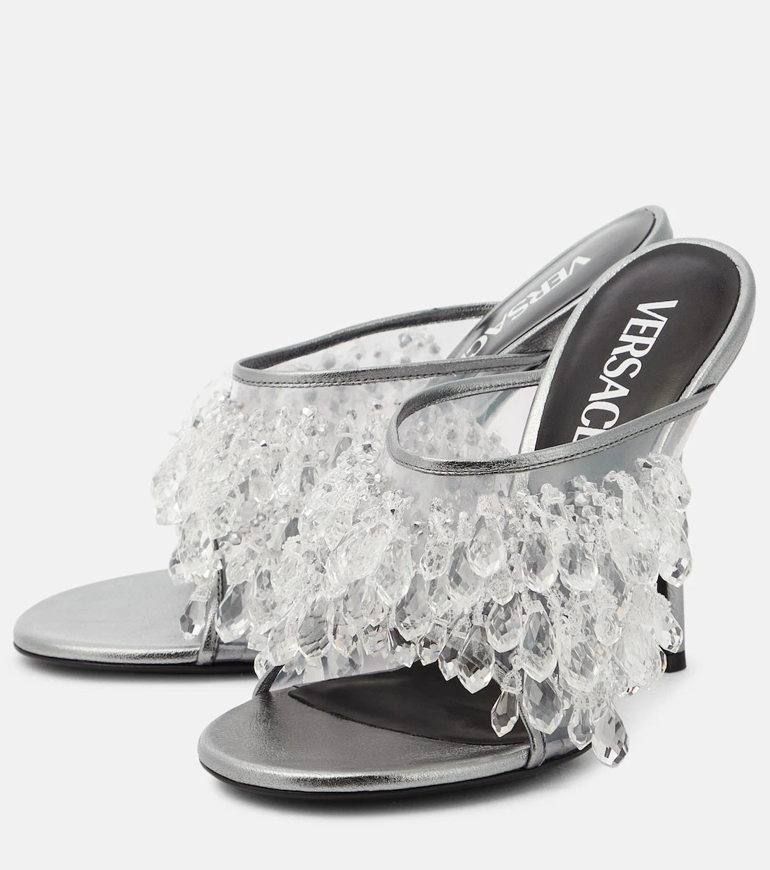 Versace - Embellished PVC mules