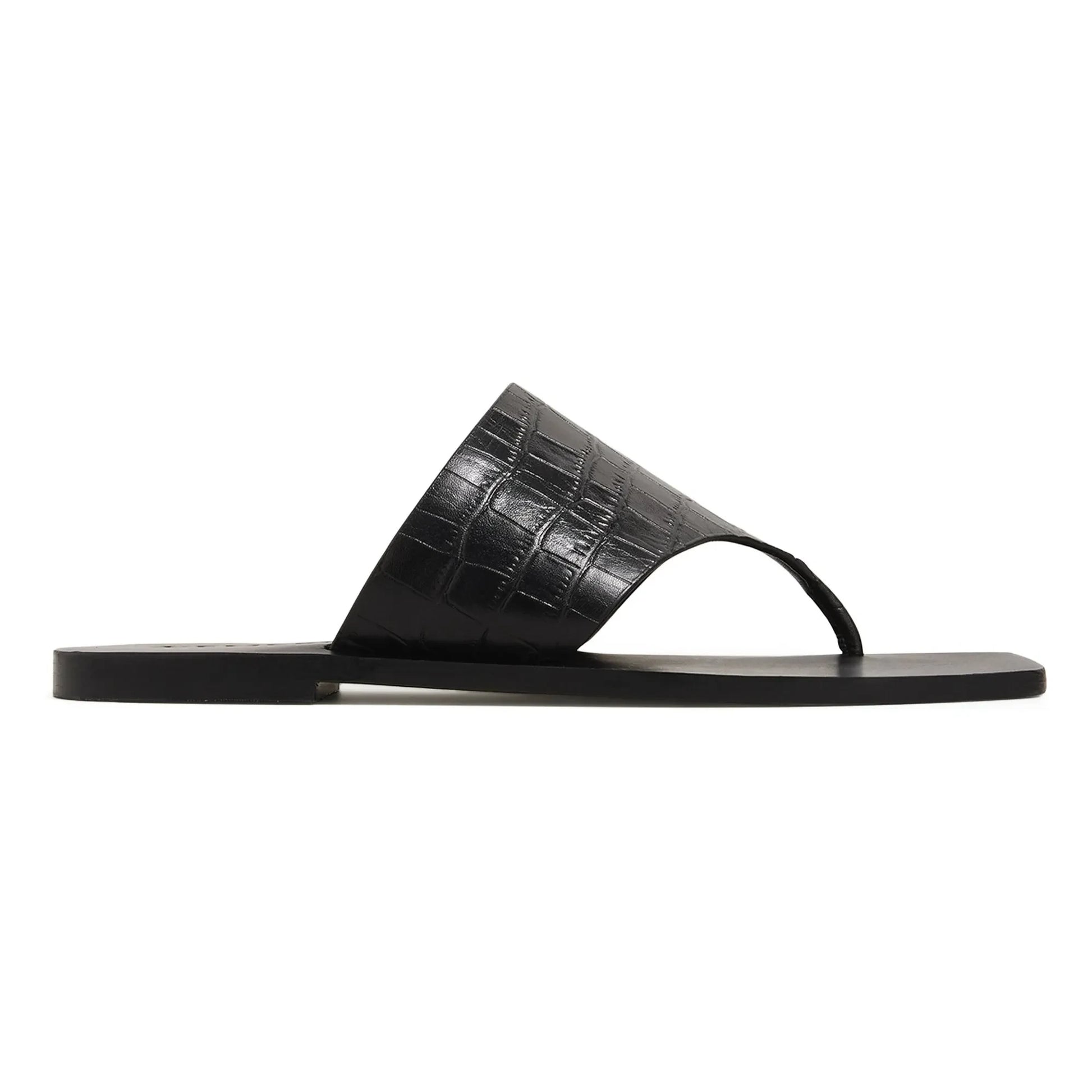 A. Emery - Crocodile Embossed Toe Sandals | Black