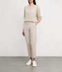 Beige Cotton-Blend Drawstring Trousers