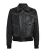 Black Leather Crystal-Embellished Jacket