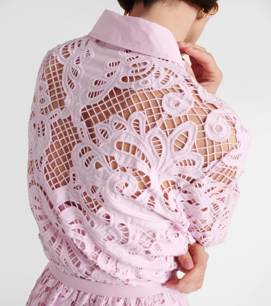 Self-Portrait - Cotton lace shirt dress