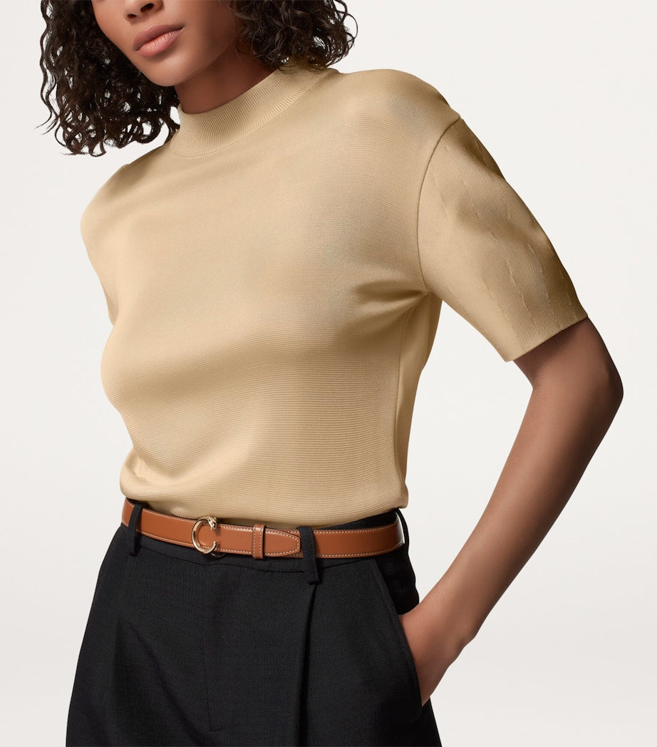 Cartier Brown Medium Leather Panthère de Cartier Belt (85cm)