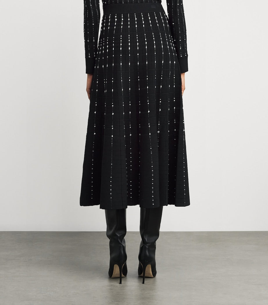 Multi Fragmented Stripes Midi Skirt