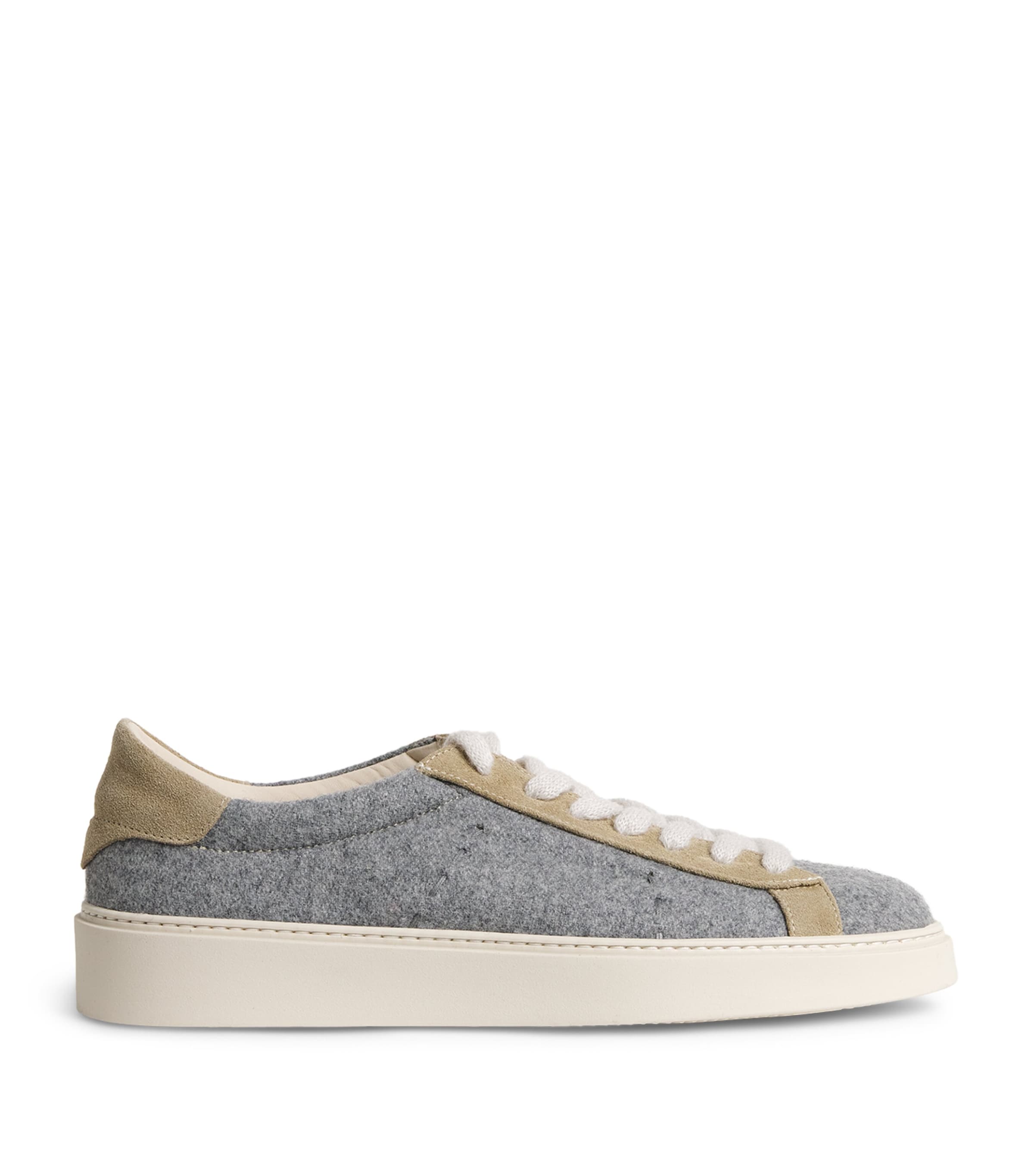 Eleventy Wool Suede-Trim Sneakers