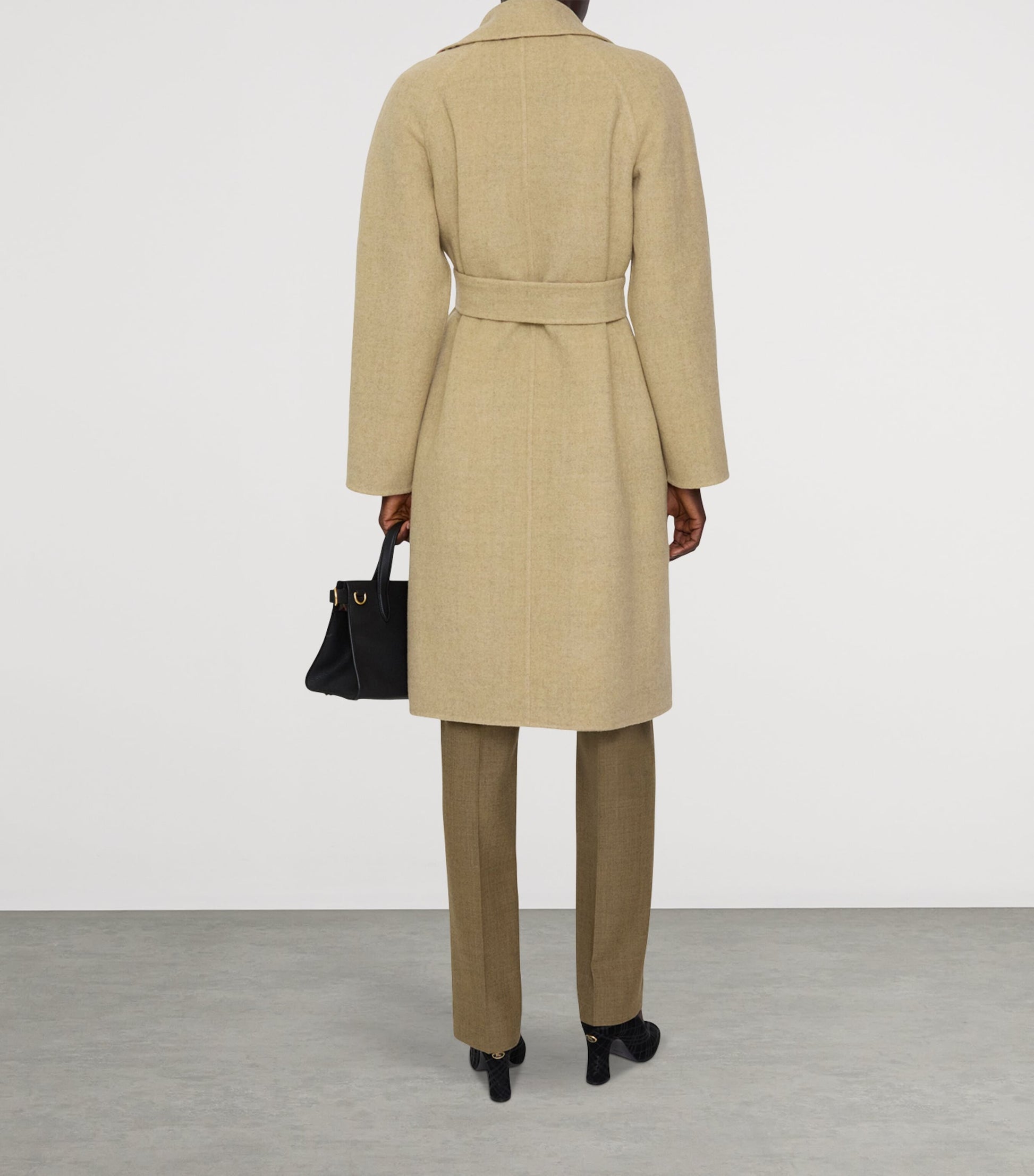 Burberry Beige Wool Reversible Hooded Wrap Coat