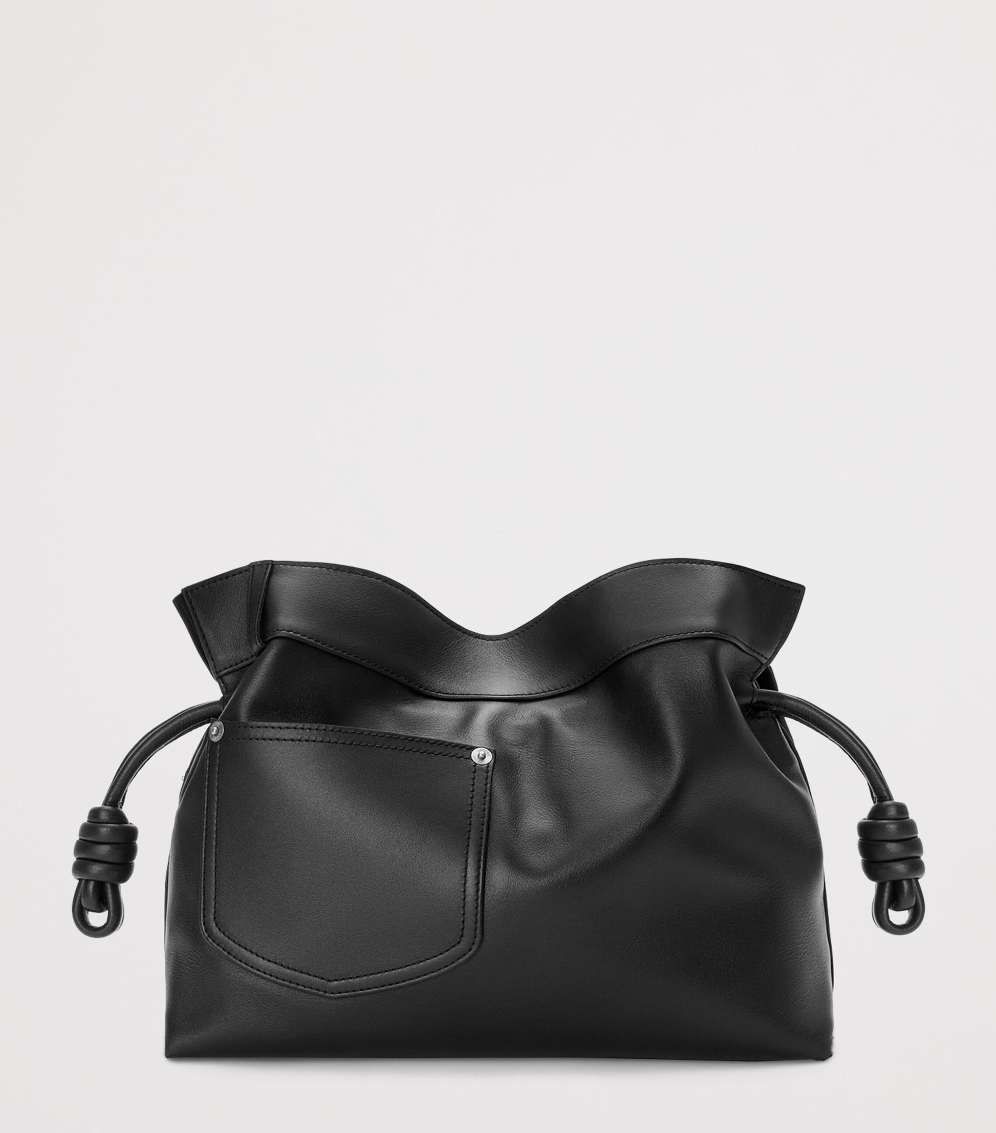 Leather Jean-Detail Flamenco Clutch Bag
