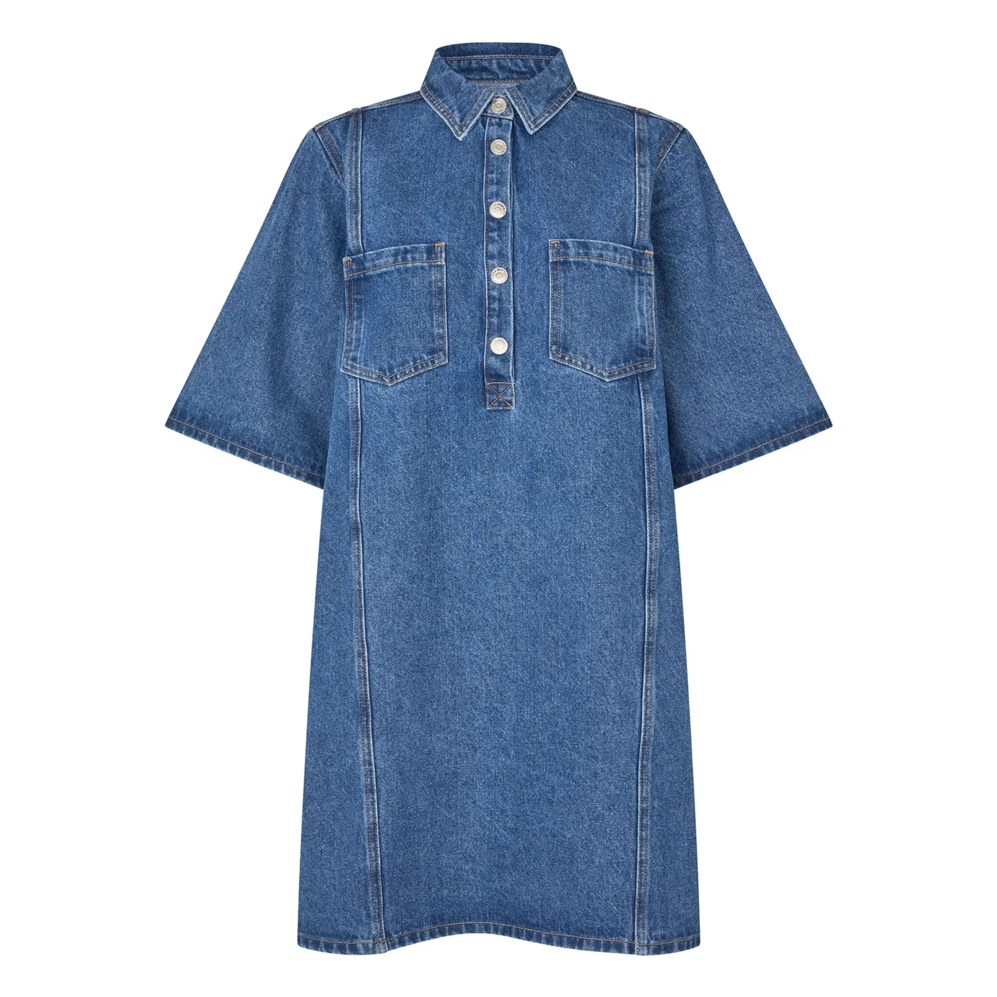 Lollys Laundry - Mola Cotton Dress | Denim blue